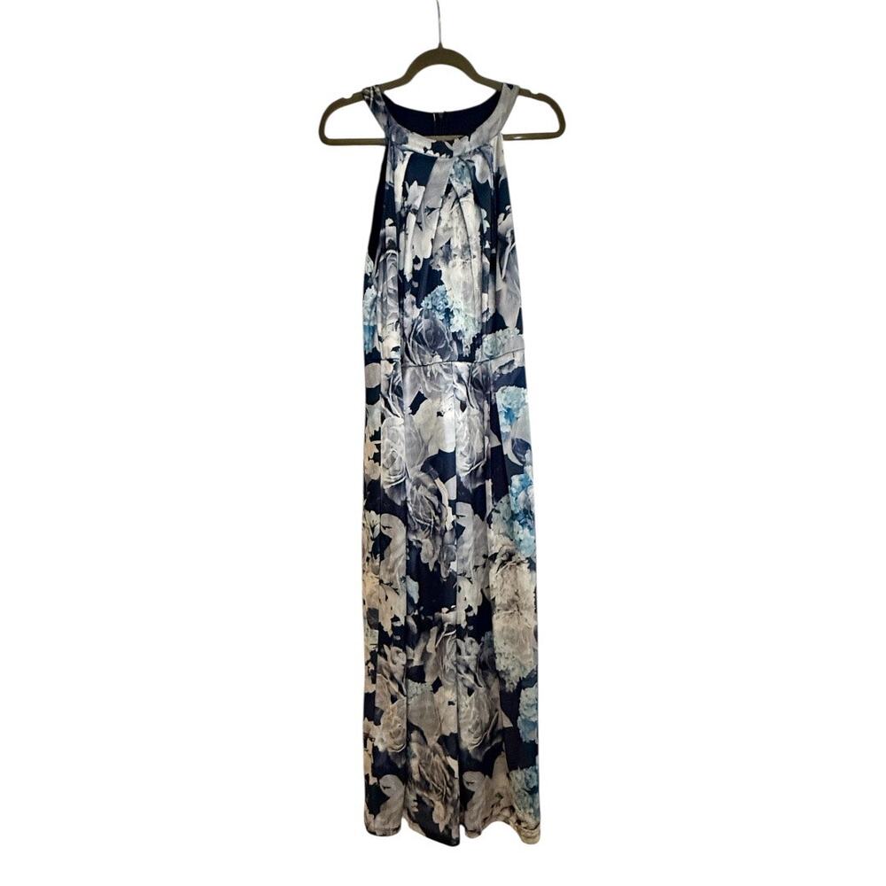 Candalite Blue Floral Formal Maxi Dress.